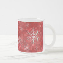 Mugg - röd mosaik för snöflingor
