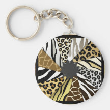 Multi Animal Prints Zebra Tiger Add Text Initial Key Chain