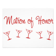 MultiMartini-MatronHonor-Rött Individuella Inbjudningskort