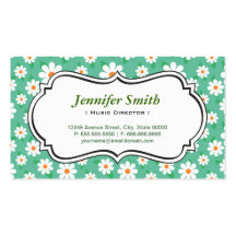 Music Director - Elegant Green Daisy Business Card Templates