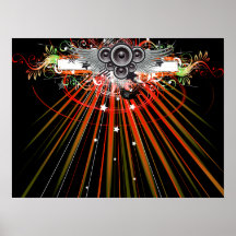 Music Speakers In Flight With Laser Beams Print