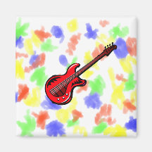 Musikalisk grafisk design för röd elektrisk gitarr magnet för kylskåp