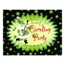 Musikaliskt Caroling för Santa älvajul party Invit Inbjudningar
