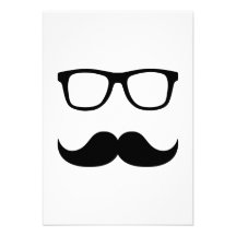 Mustache glasses invitation