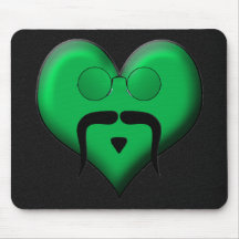 Mustache Man on Green Heart, Very Retro! Mousepad