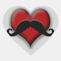 Mustache Red Heart Heart Stickers
