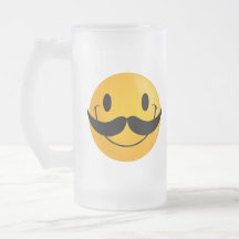 Mustache Smiley Face Frosted Beer Mug