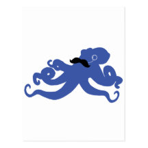 mustached bläckfisk med en monoclevykort