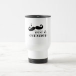 Mustasch dig en ifrågasätta kaffe mugg