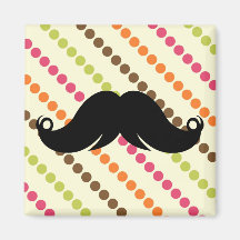 Mustasch på ett Retro mönster för 70-tal Magneter