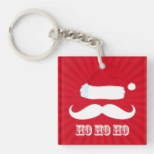 Mustasch röda Santa Nyckelringar