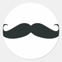 Mustasch Stache Runda Klistermärken