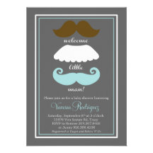 Mustaschbaby shower anpassningsbara inbjudningskort