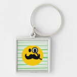 MustaschmonocleSmiley Nyckel Ring