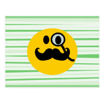 MustaschmonocleSmiley Vykort