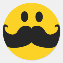 MustaschSmiley (anpassadebakgrundsfärg) Klistermärke