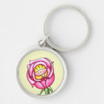 Mycket små Long Stemmed rosa Keychain Nyckelring