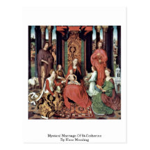 Mystiskt giftermål av St.Catherine av Hans Memling Vykort