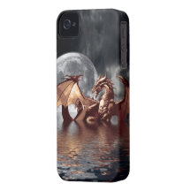 Mytisk iphone case för drake- & månefantasi iPhone 4 case