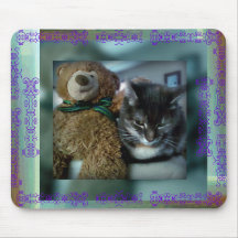Nalle och tabby katt mus matta