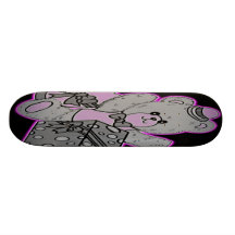 Nallegrå färg & rosor på svart skate board decks
