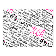 Namaste Yoga placerar Asana poserar Sanskrit namn Vykort