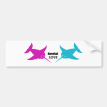 Narwhal kärlek bildekaler