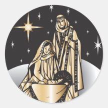 Nativityjul Runda Klistermärken