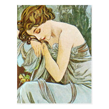 Natt Alphonse Mucha Vykort