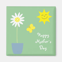 Nätt magnet för blomma-, fjärils- & solMother´s da Magneter För Kylskåp
