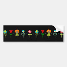 Nätt Retro folkblommor Bildekaler