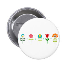 Nätt Retro folkblommor Knapp