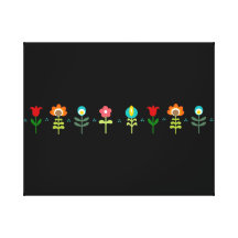 Nätt Retro folkblommor Sträckta Canvas Tryck