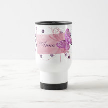 Nätt rosa fjärilsdesign för anpassade muggar