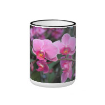 Nätt rosa orchidblommor kaffe mugg