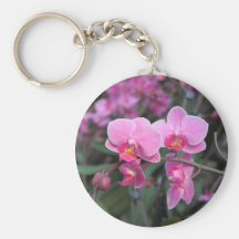 Nätt rosa orchidblommor nyckel ringar