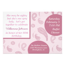 Nätt rosa Paisley inbjudan