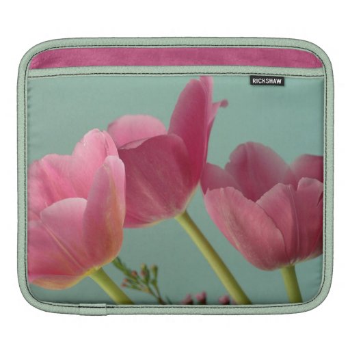 Nätt rosa tulpan på turkosipad sleeve