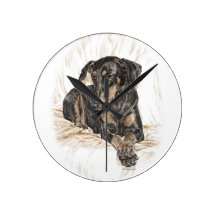 Naturligt öron för DobermanPinscherhund Väggklocka