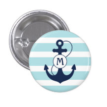 Nautical Anchor Monogram Pinback Button