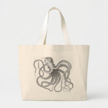 Nautisk design för steampunkbläckfiskvintage tote bags