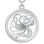 Nautiskt halsband för steampunkbläckfisksilver