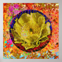 Naveen Joshi skapelser - guld- blomma Ver 2 Posters