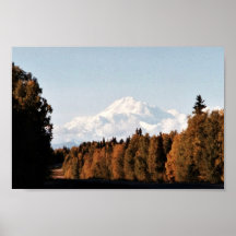 Nedgången beskådar av Denali, Mount McKinley Print