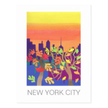Nedgångsolnedgång över NYC-vykort