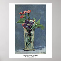 Nejlikor och Clematis av Edouard Manet Affisch