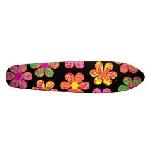 Neondamastblommor Skateboard Deck