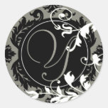 Neopolitan damastast Monogram "Y" (svarten/grå fär Klistermärke