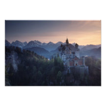 Neuschwanstein slott, byggd sen 1800's by fototryck