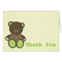 Neutral baby shower Notecard - grön Ginghambjörn Hälsnings Kort